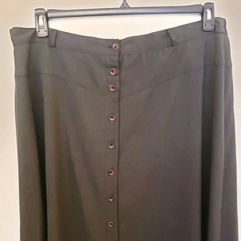 Vintage Button Front Gray Dropped Yoke Maxi Skirt by Spiegel 22W Runs Small EUC